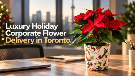 Luxury Holiday Corporate Flower Delivery in Toronto - Poinsettia Executive Desk Amarilis Flowers