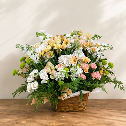 Gentle Farewell – Pastel Sympathy Flower Basket