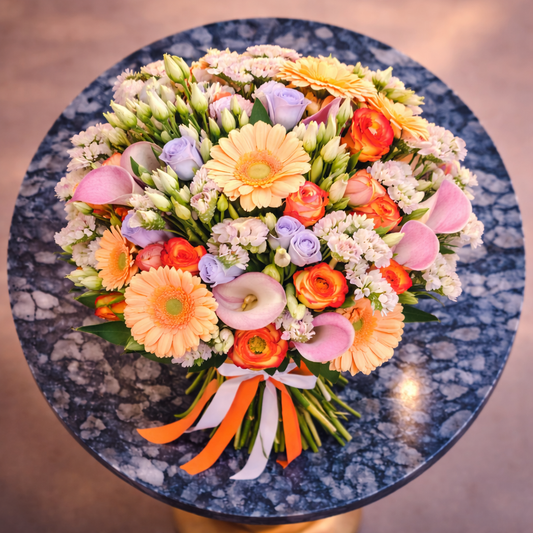 colorful gerbera bouquet pastel floral arrangement