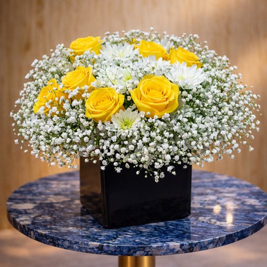 elegant white roses and chrysanthemums arrangement