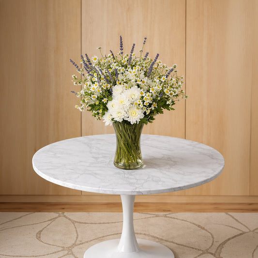 same day flowers Toronto Lavender Moon bouquet front view elegant vase