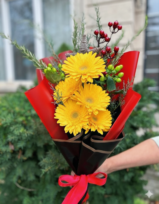 Winter gerbera bouquet in yellow tones – Toronto flower delivery same day