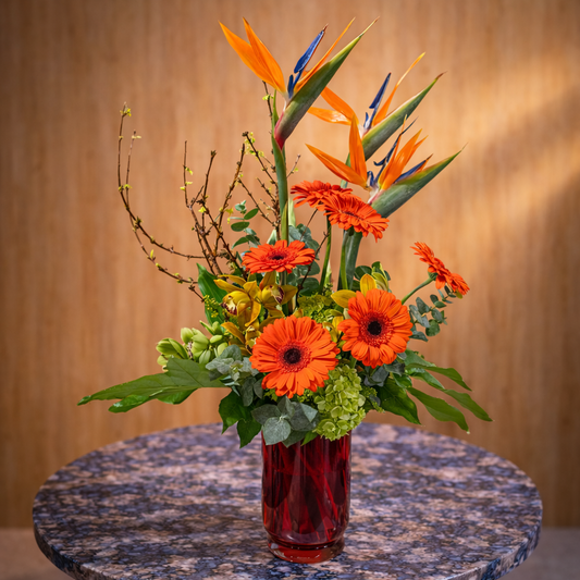 birthday tropical flower arrangement Toronto same day delivery Mississauga Richmond Hill