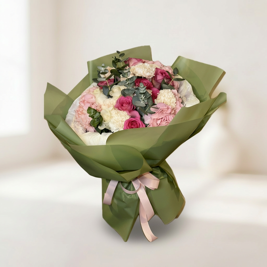 Blush and ivory flower bouquet with same day flower delivery in Toronto
