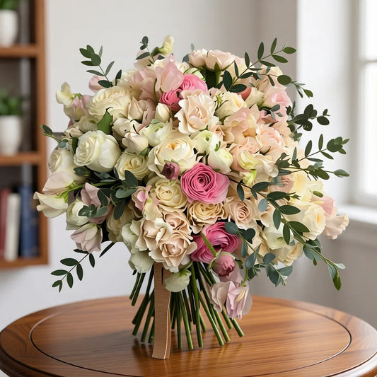 Cloud Nine cream and blush floral arrangement with same day flower delivery Toronto GTA