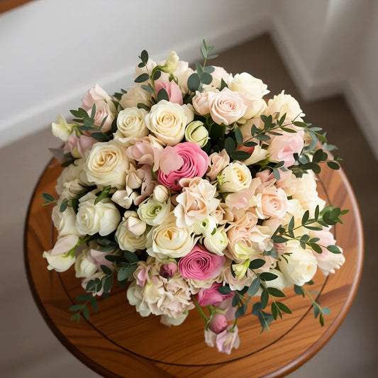 Romantic cream and pink bouquet from Toronto flower delivery