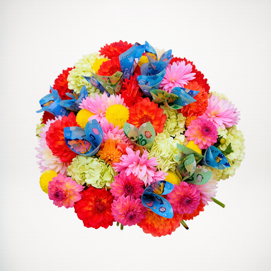 Top view of Confetti Garden colourful bouquet for same day flower delivery Toronto