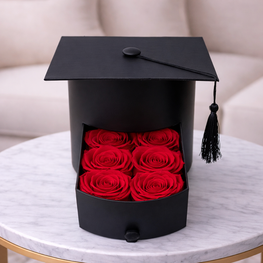 Graduation flower box with eternal roses