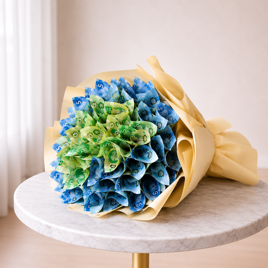 Top view Graduation Money Bouquet Arrangement luxury graduation gift