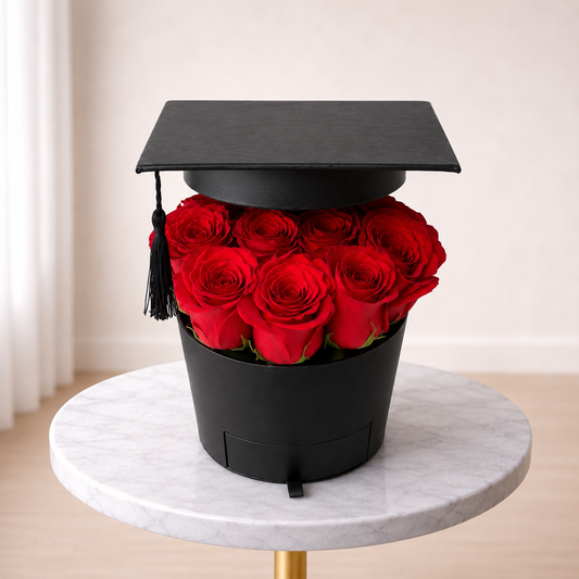 Graduation Rose Box Arrangement luxury red rose graduation flower gift