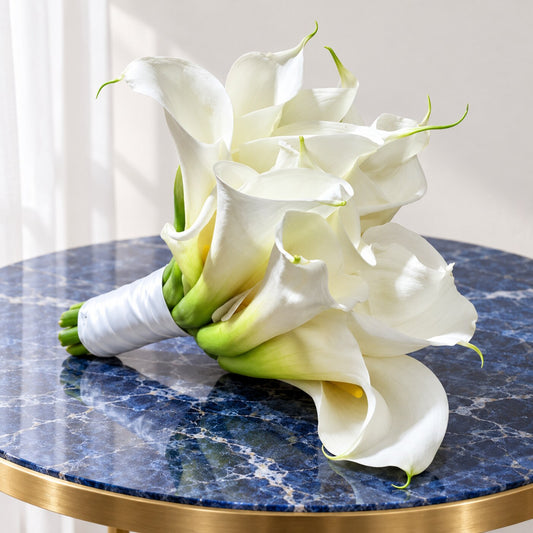 Ivory Vows calla lily bridal bouquet with ten white calla lilies