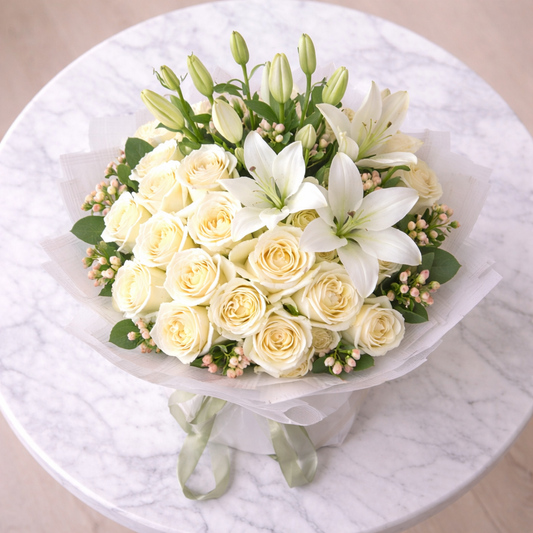 Luxury cream rose bouquet Toronto elegant floral design