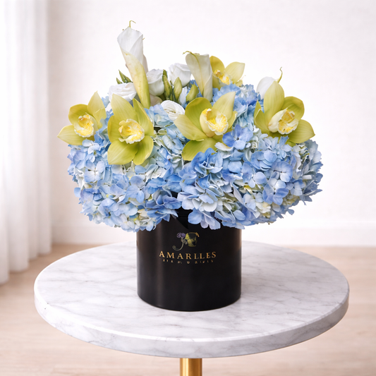 luxury flower arrangement Toronto with hydrangeas orchids and calla lilies