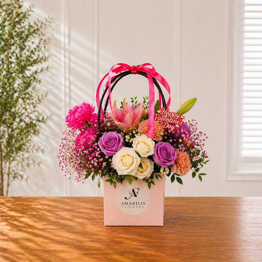 mini luxury flower bag Toronto pastel arrangement front view