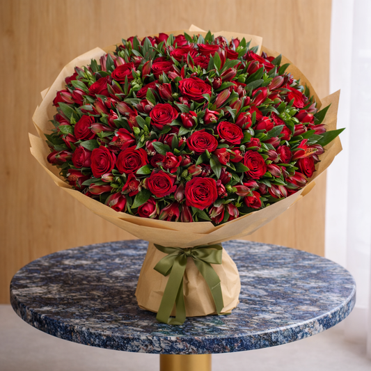 Passion Abstract red floral arrangement with same day flower delivery Toronto GTA