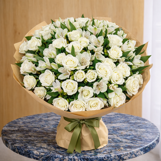 White flower bouquet with elegant modern style