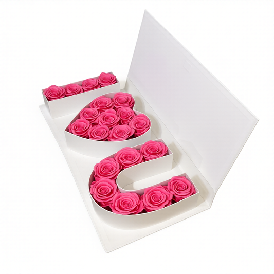 Pink everlasting roses luxury box arrangement