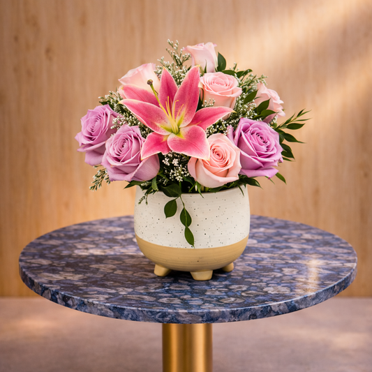 Side view of Porcelain Whisper elegant flower bouquet designed for same day flower delivery Toronto GTA