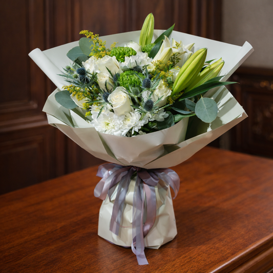 White lilies and roses bouquet