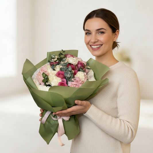 Romantic blush and ivory flowers arranged by a Professional Toronto florist