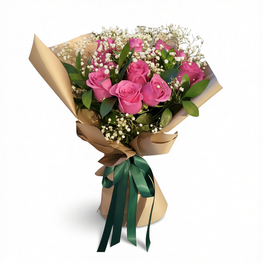 Pink roses bouquet option from Crimson Vows with same day flower delivery Toronto GTA