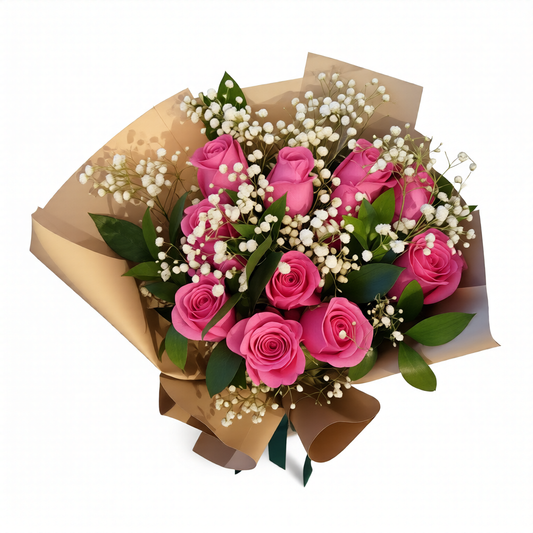Romantic pink roses bouquet Crimson Vows with same day flower delivery Toronto GTA
