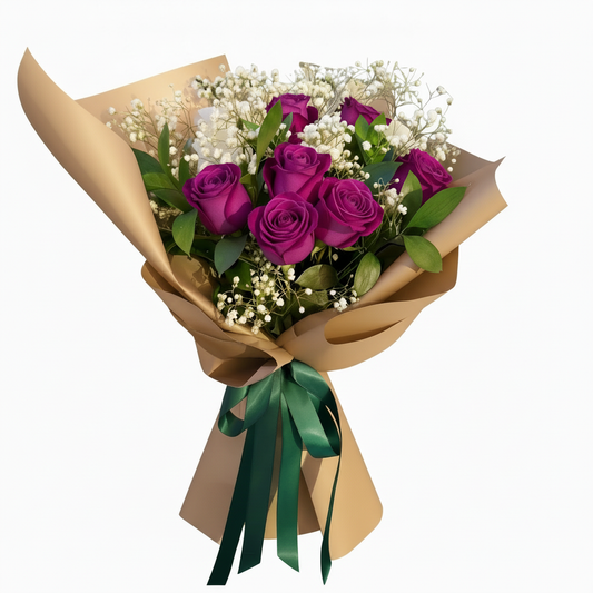 Purple roses bouquet option from Crimson Vows with same day flower delivery Toronto GTA