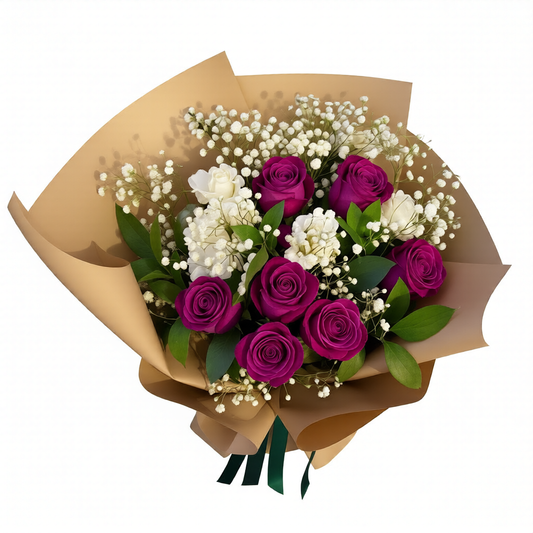 Elegant purple roses bouquet Crimson Vows with same day flower delivery Toronto GTA