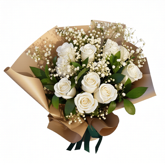 Elegant white roses bouquet Crimson Vows with same day flower delivery Toronto GTA