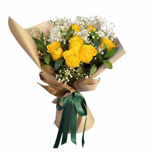 Yellow roses bouquet option from Crimson Vows with same day flower delivery Toronto GTA