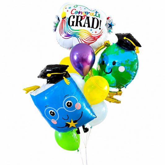 Same day Graduation Balloon Bouquet Delivery arranged by Amarilis Flowers for graduation celebrations.