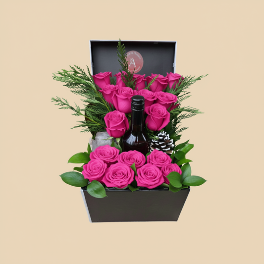 Elegant flower box arrangement with pink roses