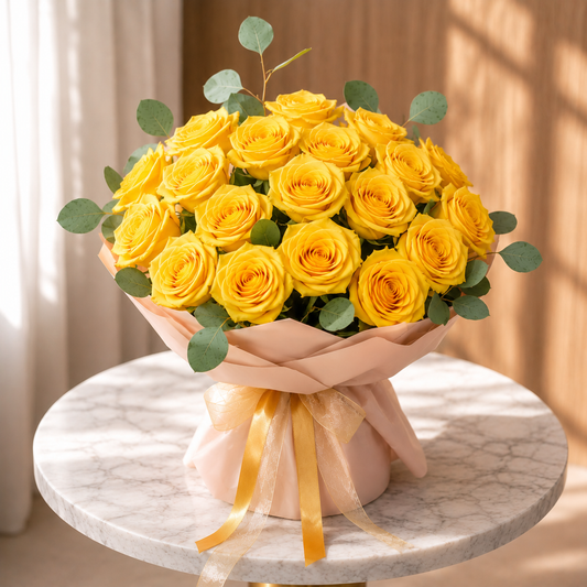 Yellow rose bouquet variation with fresh flowers.