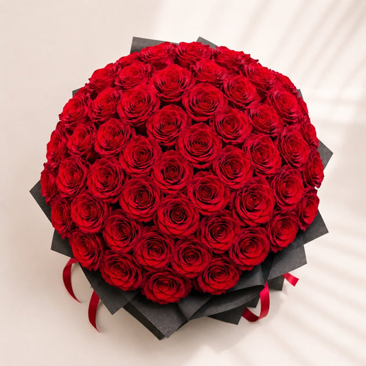 Luxury bouquet of 100 red roses available for same day flower delivery in Toronto and Mississauga.