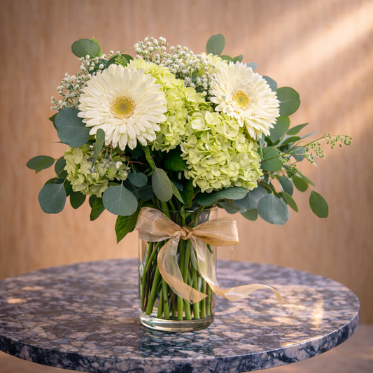 luxury white flower arrangement Toronto in vase same day delivery GTA