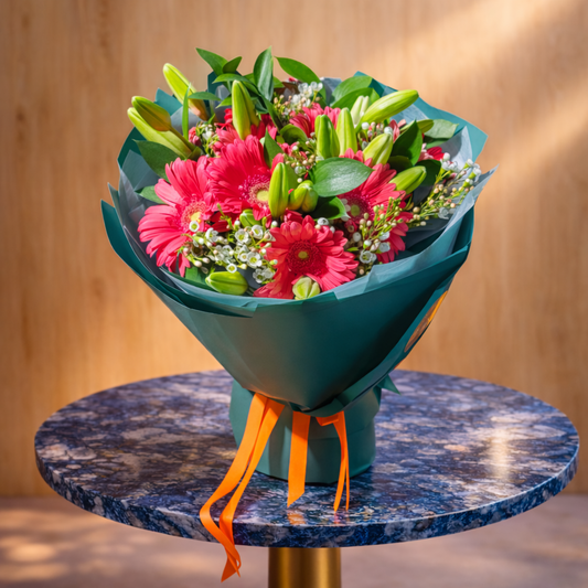 birthday flower delivery toronto luminous duo gerbera lilies bouquet