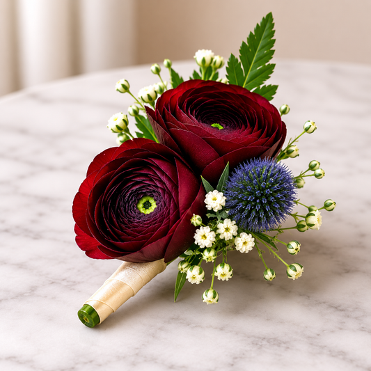 Luxury Burgundy Graduation Boutonniere Arrangement for graduation ceremonies