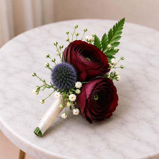 Premium Burgundy Graduation Boutonniere Arrangement for formal events