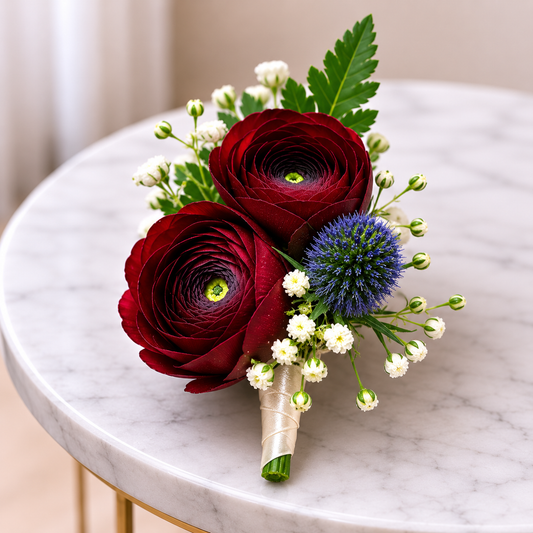 Burgundy Graduation Boutonniere Arrangement premium floral design