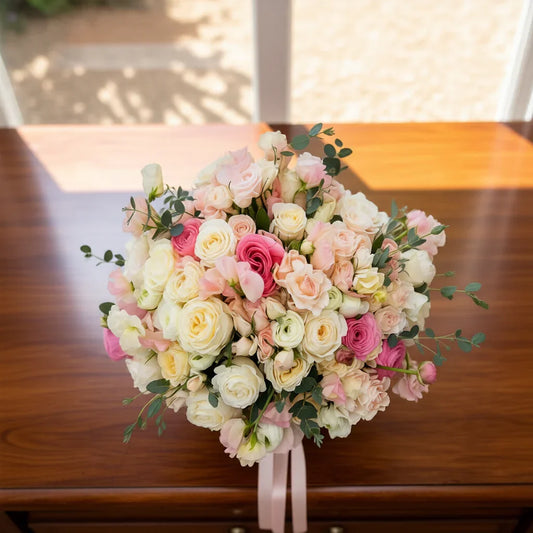 Luxury floral design in soft pink and cream tones
