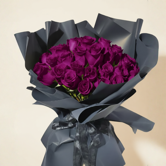 Purple rose bouquet artistic floral style