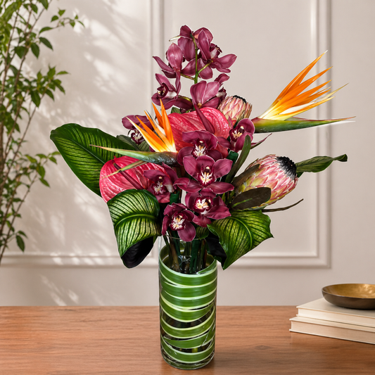 exotic tropical flower arrangement Toronto protea orchids