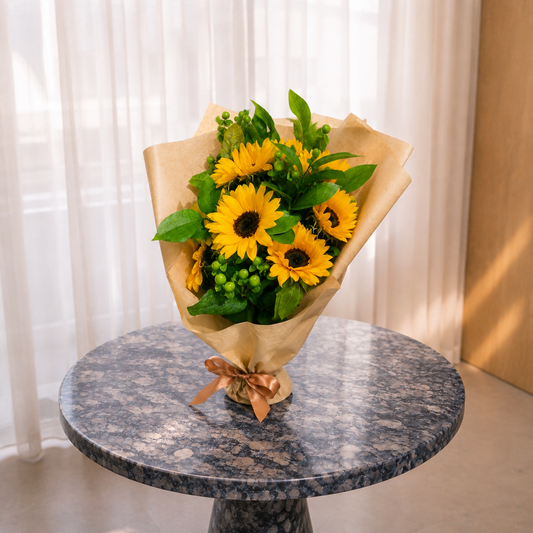 Side view of Golden Glow sunflower bouquet for flower delivery in Mississauga and the GTA