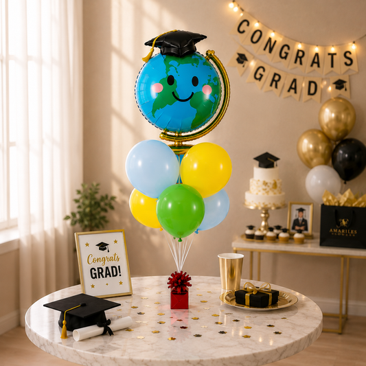Graduation Globe Balloon Bouquet helium balloons for graduates
