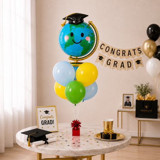 Luxury Graduation Globe Balloon Bouquet celebration gift