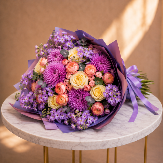 Luxury Lavender Sorbet Flower Bouquet handcrafted arrangement