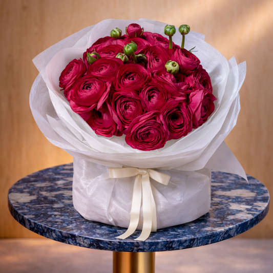 White ranunculus floral arrangement Amarilis Flowers Toronto