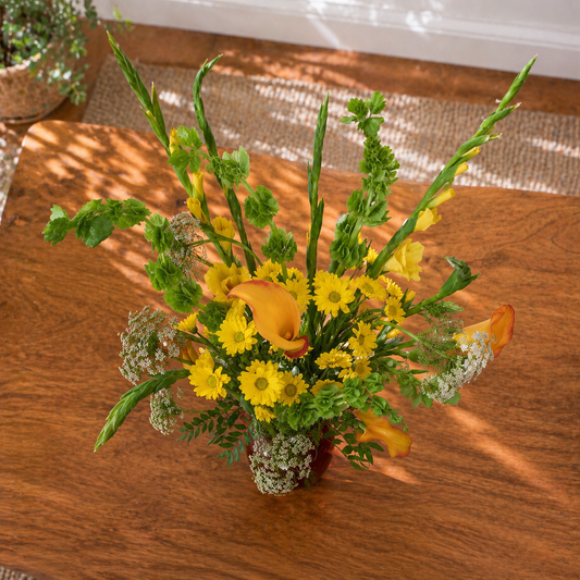 bright yellow floral arrangement Toronto GTA luxury flowers