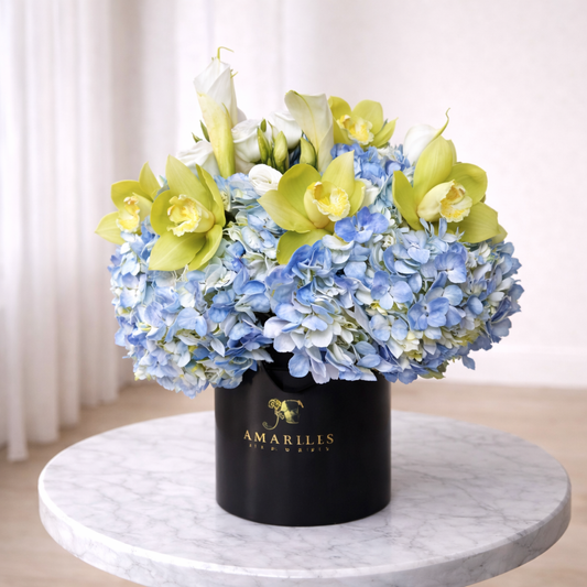 modern luxury flower arrangement Toronto hydrangeas orchids design