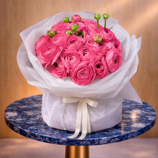Moonlit Cascade white ranunculus bouquet birthday flower delivery Toronto GTAFlowers